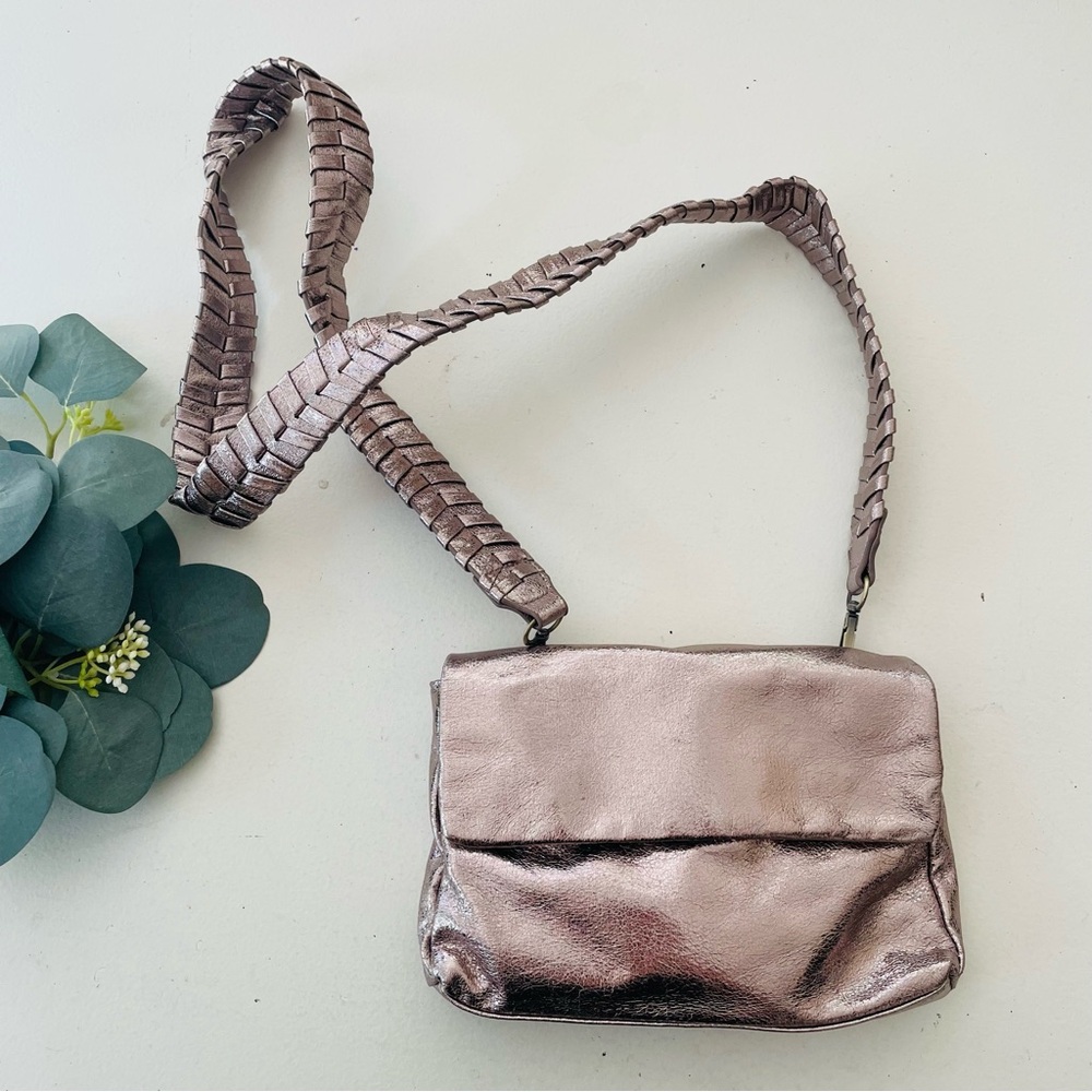Anthropologie Metallic Taupe Envelope Crossbody Bag - Picture 2 of 10